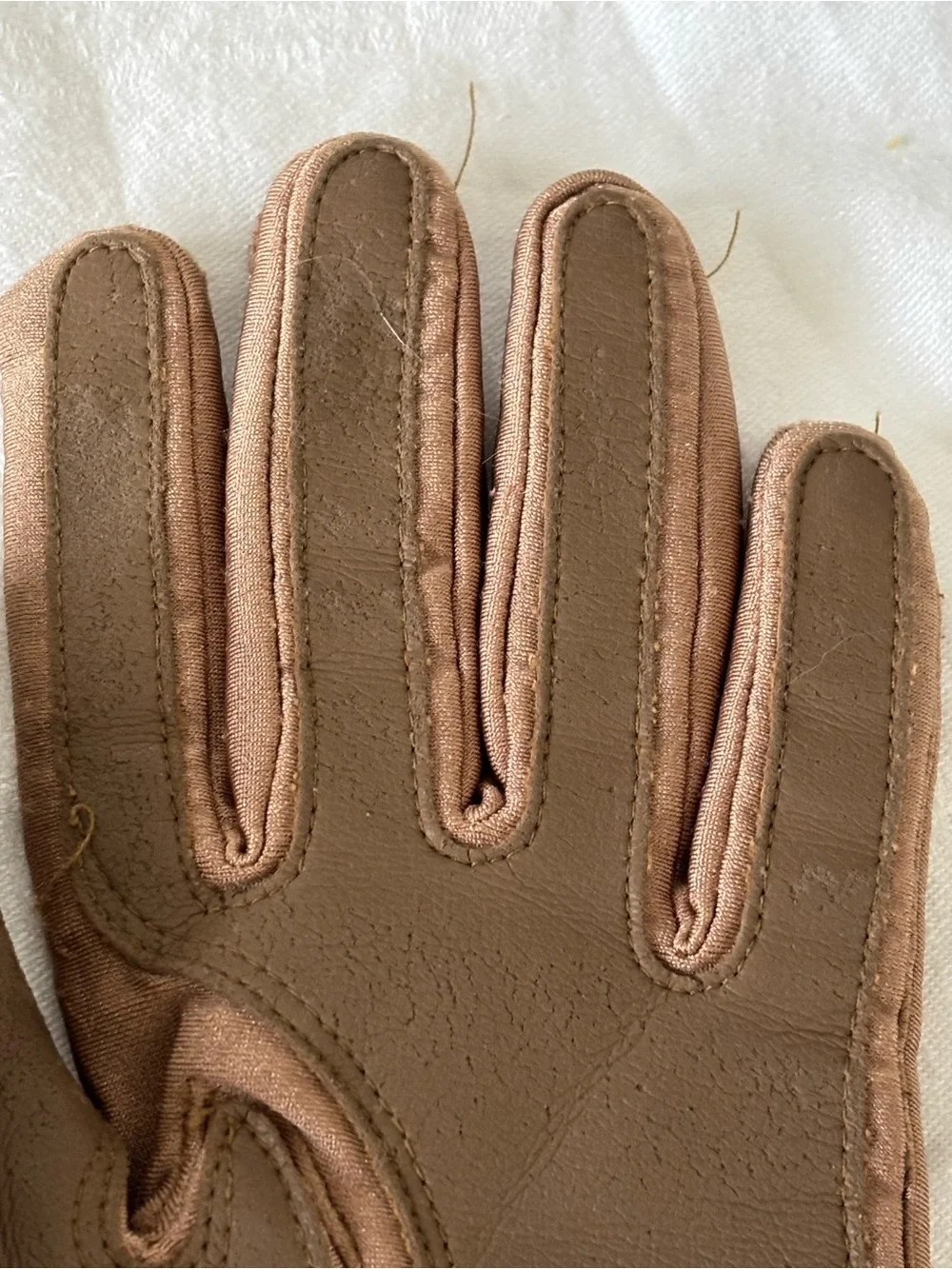 Womens Brown Thinsulate Thermal Insulated Gloves Leather Trim Nylon Spandex S/M